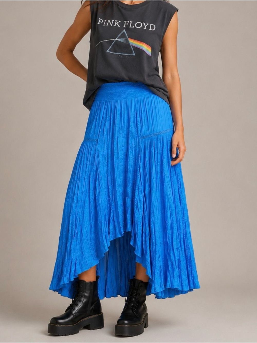 Maje Japra Asymmetrical Blue Midi Skirt FR 34 US XS (2)